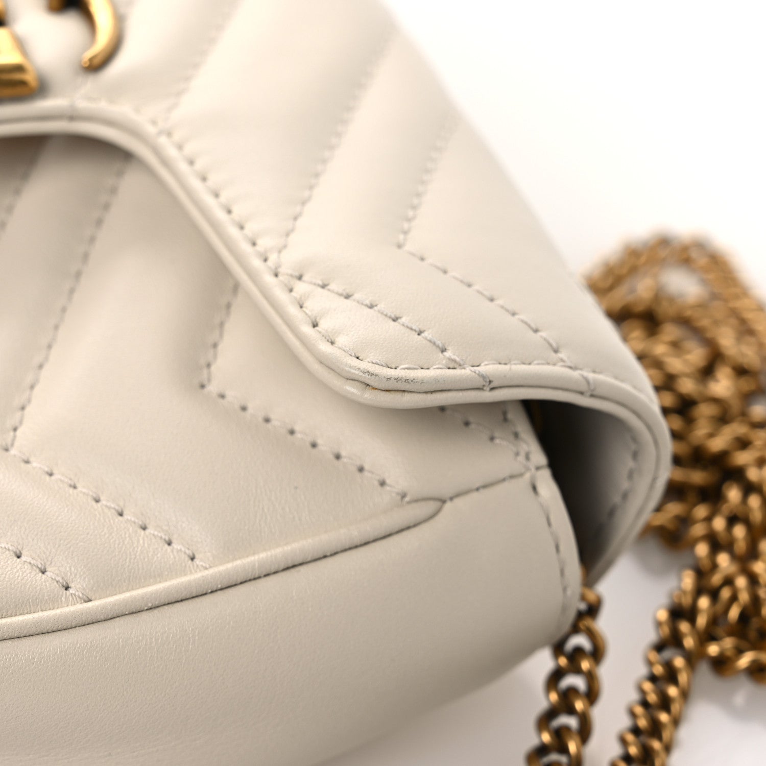 Gucci Calfskin Matelasse Super Mini GG Marmont Shoulder Bag White 12 of 13