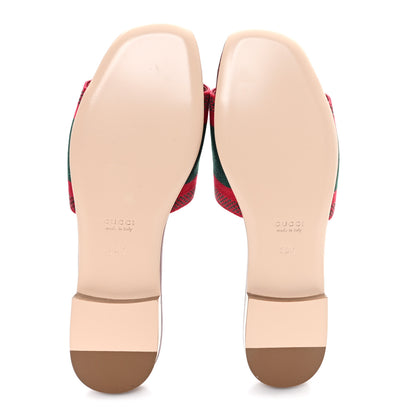 Gucci Canvas Web Womens Slide Sandals 38.5 Red Bordeaux 6 of 9
