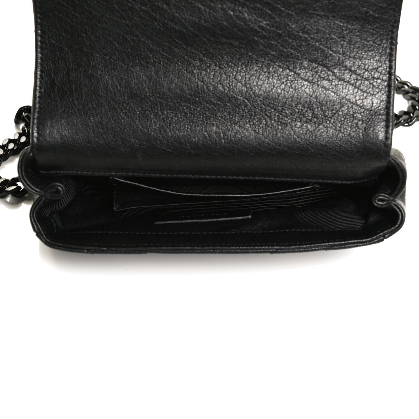 Sheepskin Matelasse Chevron Monogram Classic Baby Chain Bag Black
