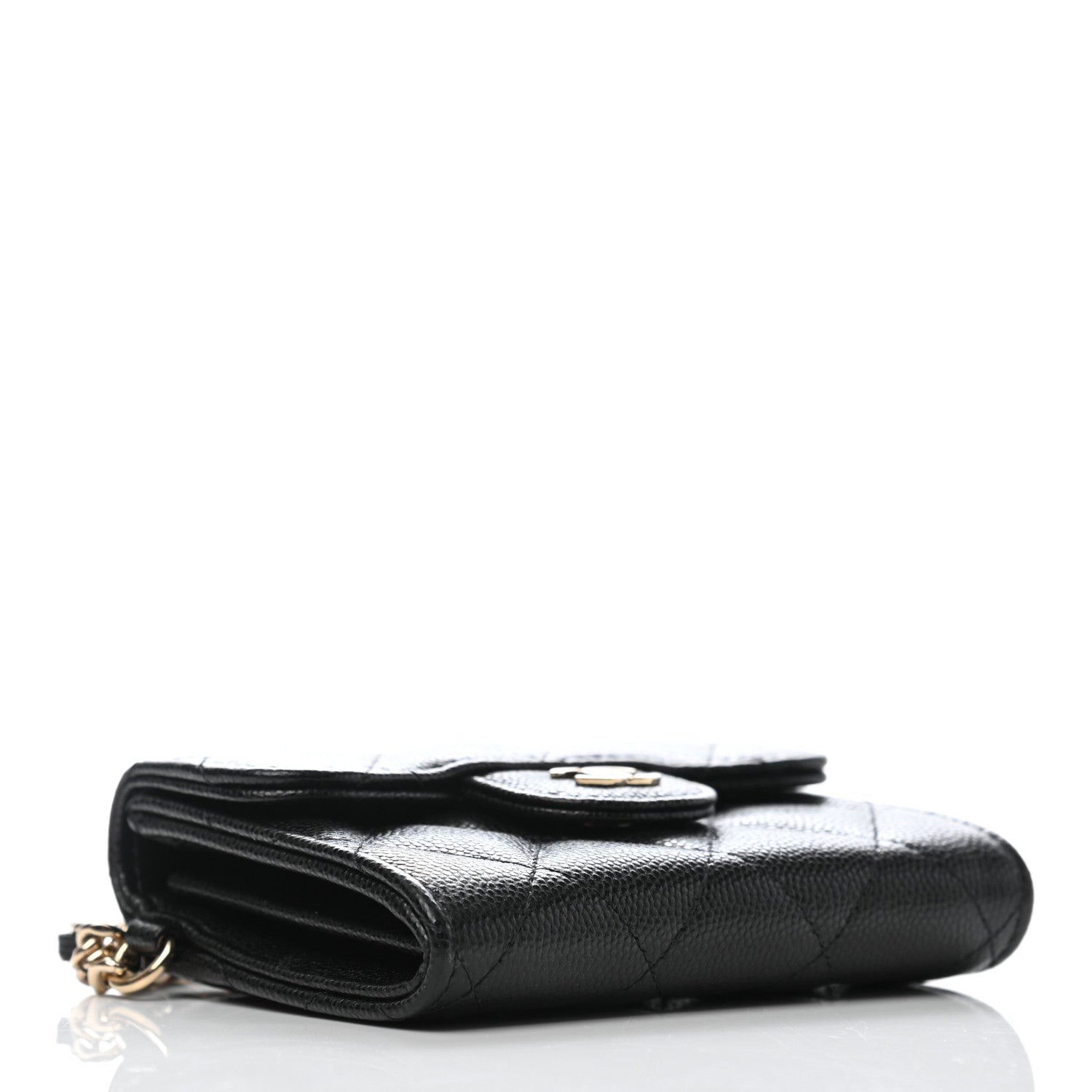 Chanel Caviar Quilted Flap Card Holder Chain Wristlet Black 4 of 8