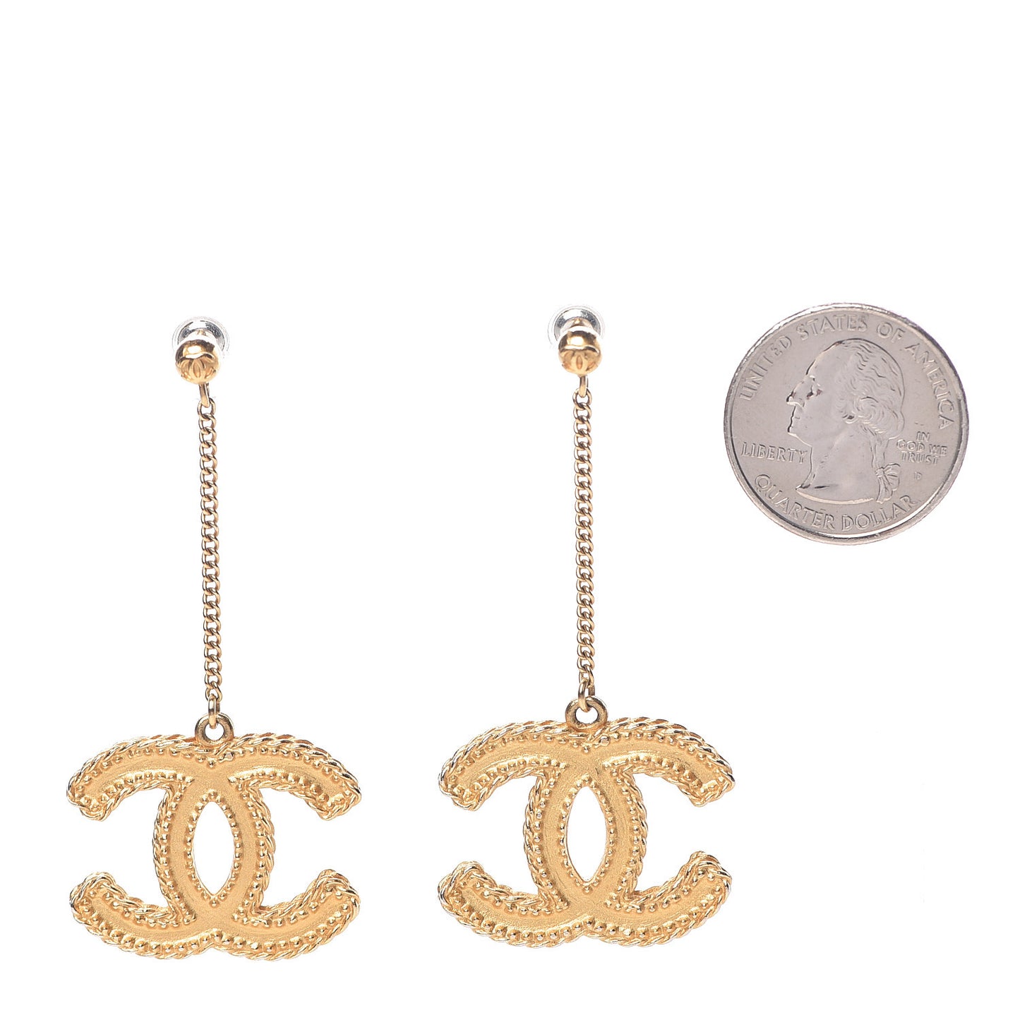 CC Drop Earrings Matte Gold