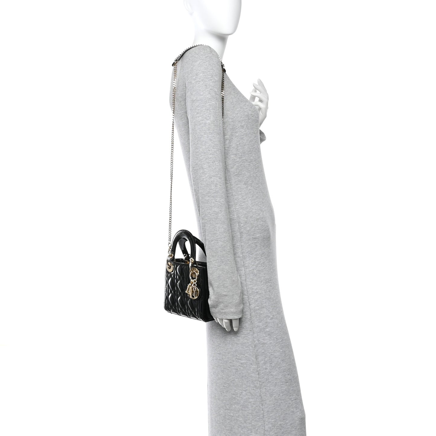 Patent Cannage Mini Lady Dior Black