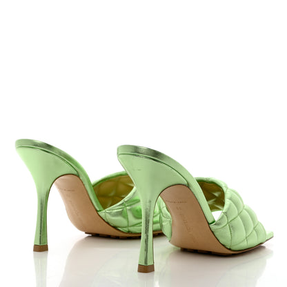 Bottega Veneta Metallic Nappa Reflection Matelasse Padded Mule Sandals 41 Pistachio 4 of 9