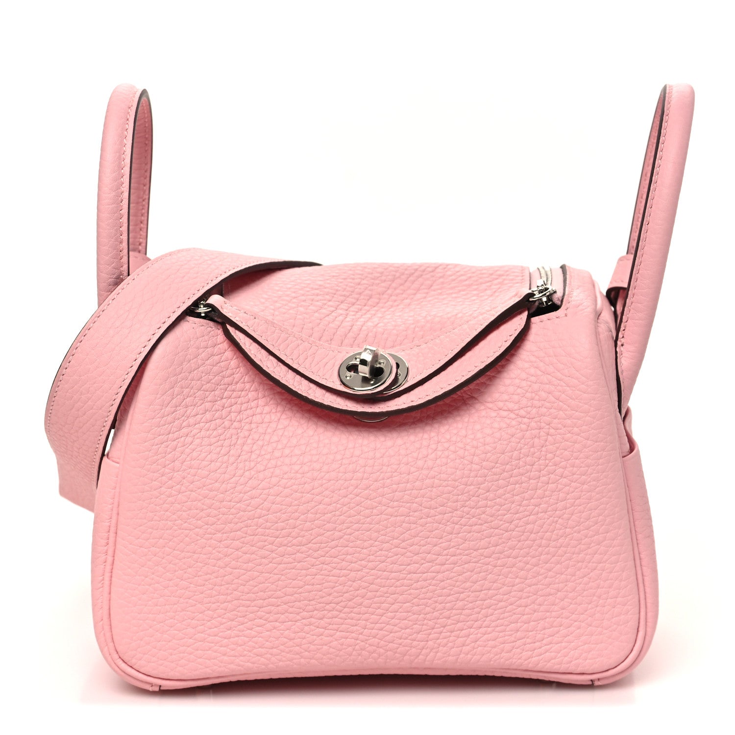 Hermes Taurillon Clemence Verso Mini Lindy 20 Rose Sakura Gris Perle 1 of 11