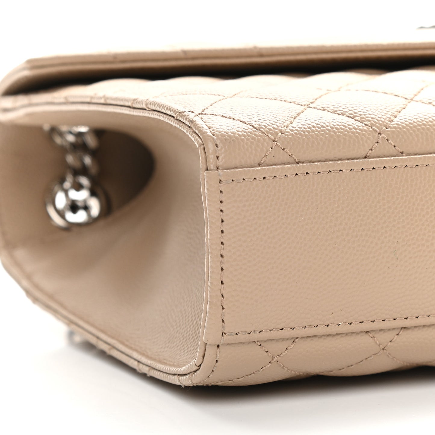 Grain De Poudre Textured Mixed Matelasse Medium Triquilt Monogram Satchel Dark Beige