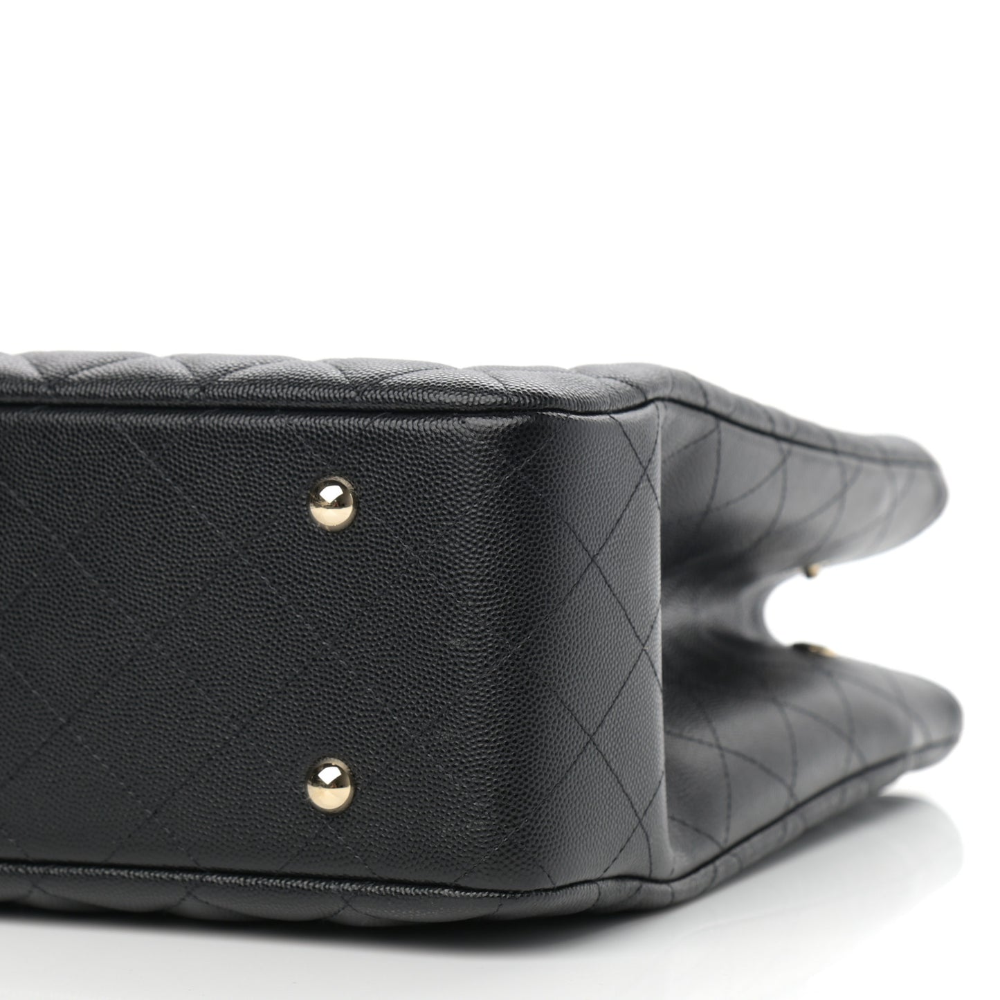 Caviar Quilted Large Shopping Tote Black