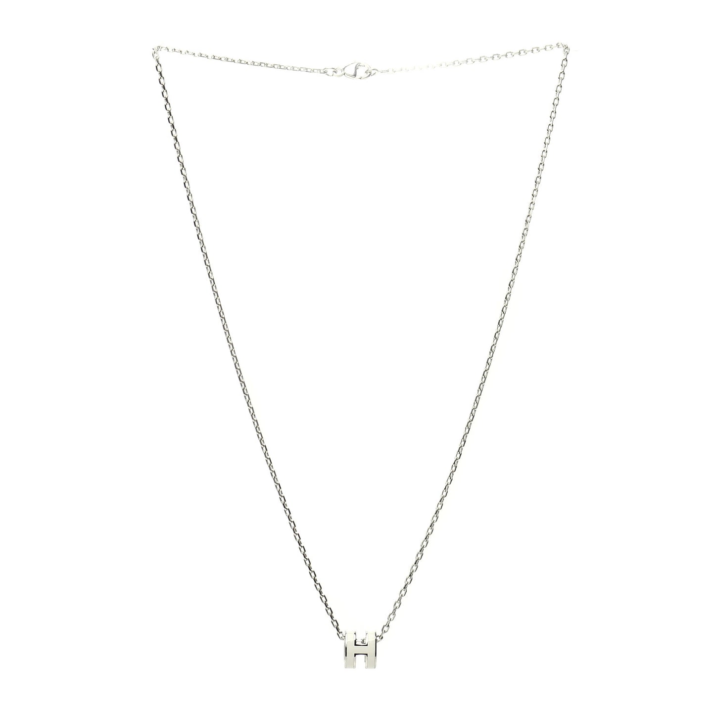 Lacquered Palladium Mini Pop H Pendant Necklace White