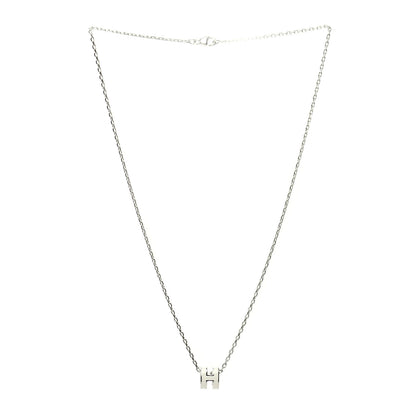Hermes Lacquered Palladium Mini Pop H Pendant Necklace White 3 of 6