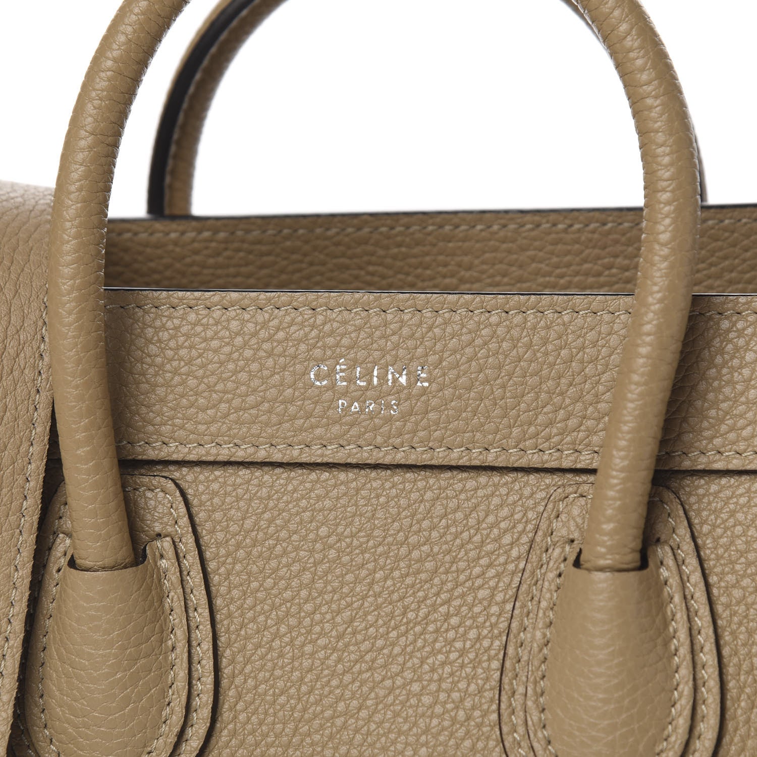 Celine Drummed Calfskin Nano Luggage Dune 9 of 9