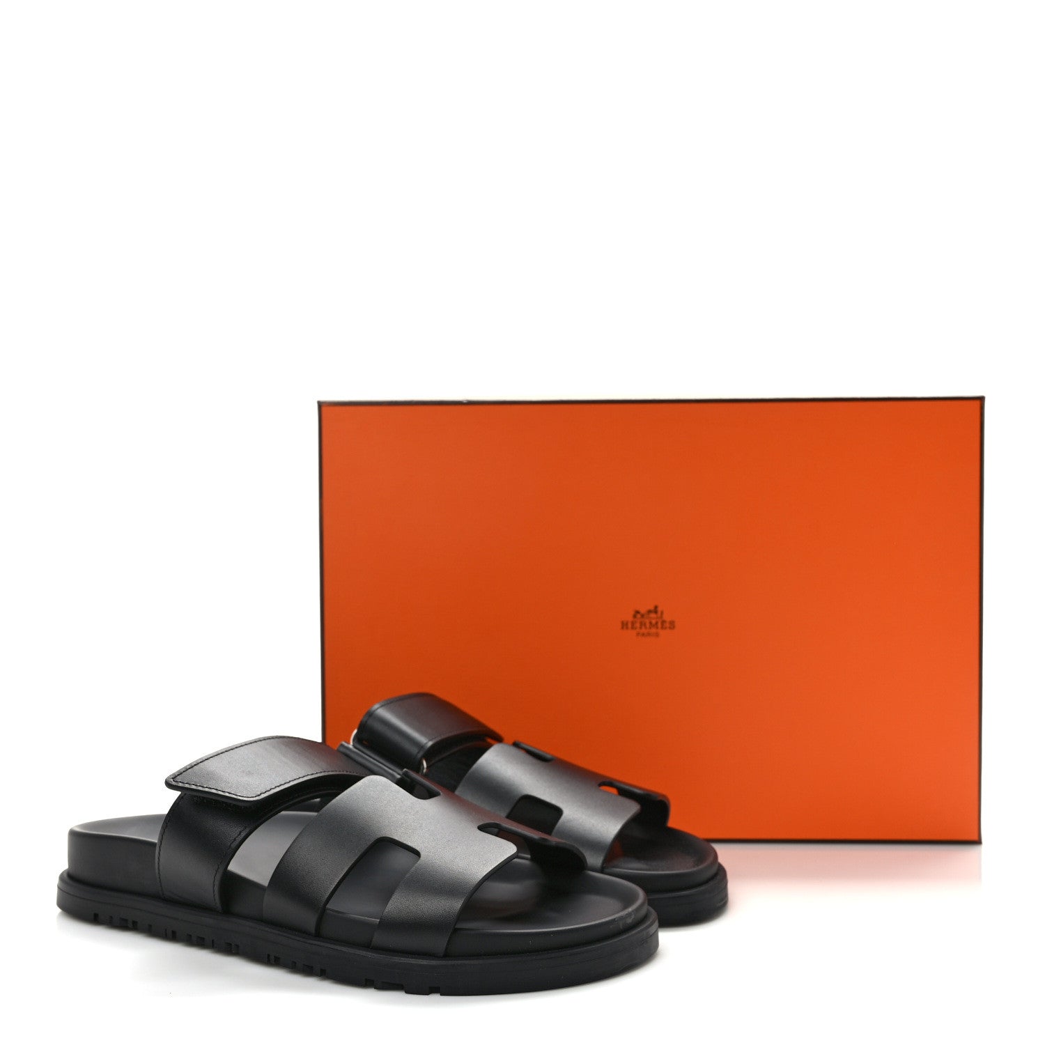 Hermes Calfskin Womens Chypre Sandals 35.5 Black 9 of 9