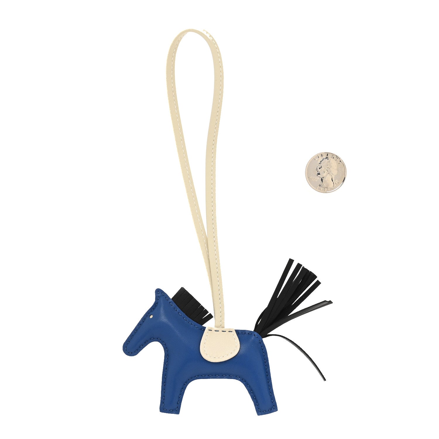 Hermes Milo Lambskin Grigri Rodeo Horse Bag Charm PM Bleu France Black Craie 2 of 3