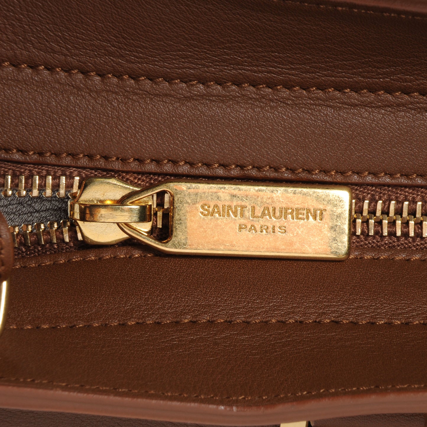 Leather Small Classic Y Cabas Bag Cognac