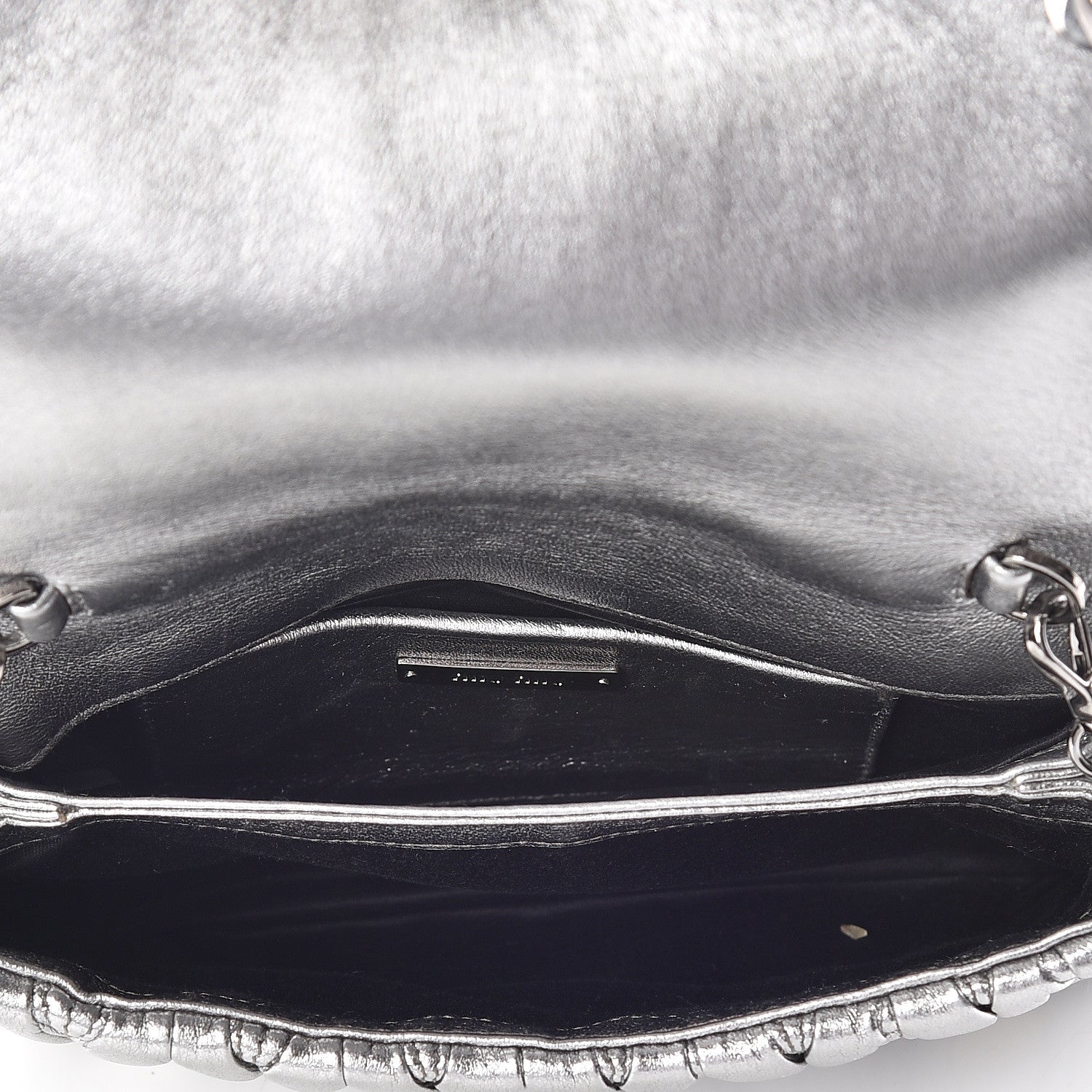 Miu Miu Metallic Nappa Matelasse Chain Crossbody Cromo 6 of 11