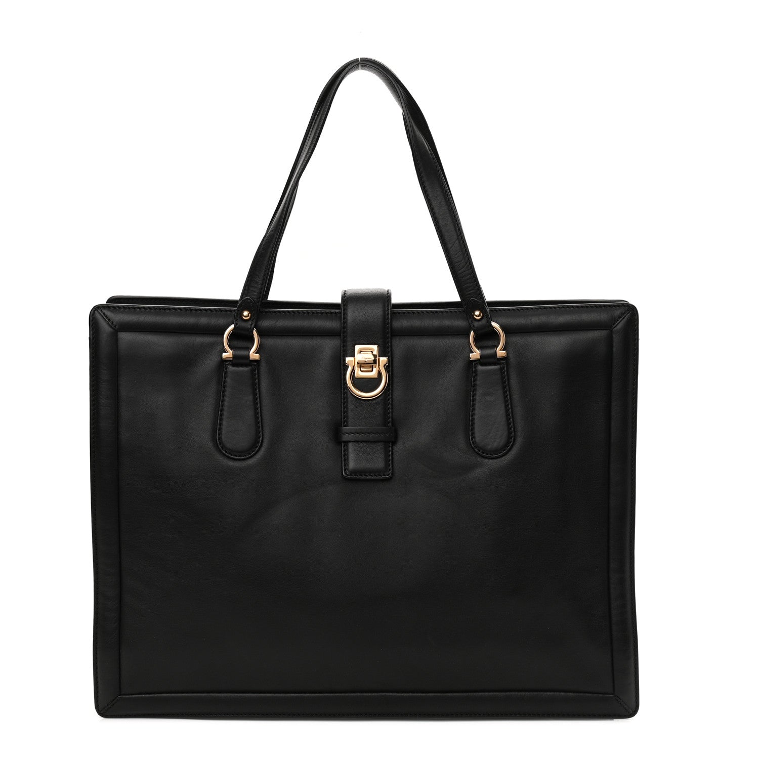 Salvatore Ferragamo Calfskin Gancini Tote Black 1 of 11