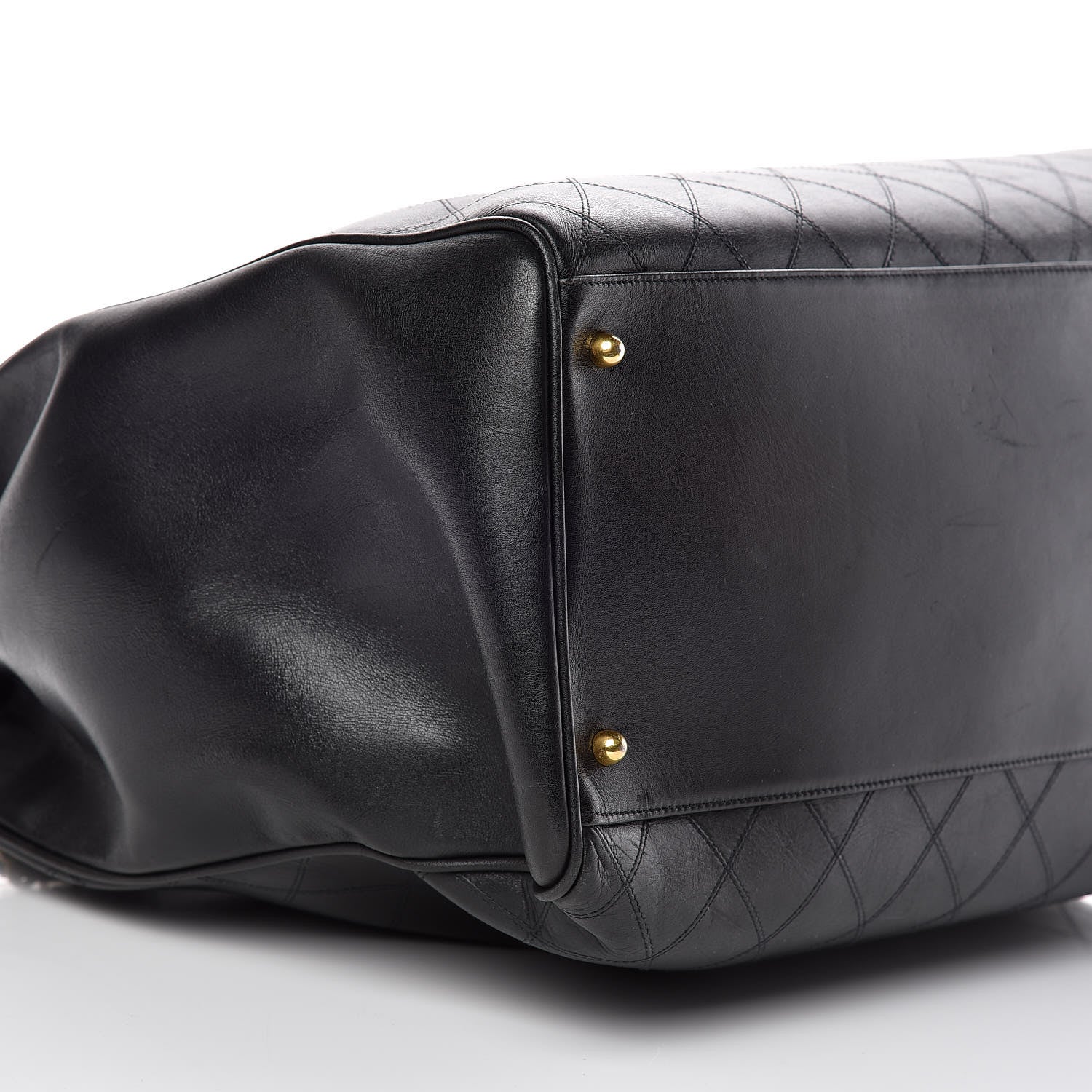 Chanel Calfskin Stitched XL Weekender Black 5 of 15