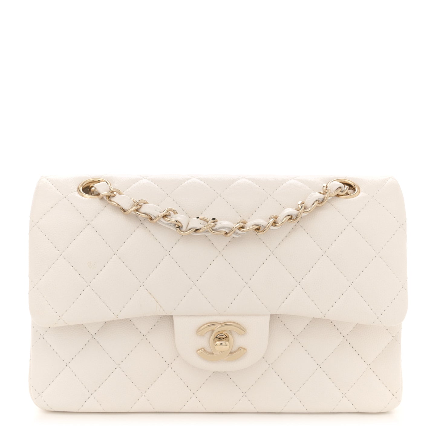 Caviar Quilted Small Double Flap White