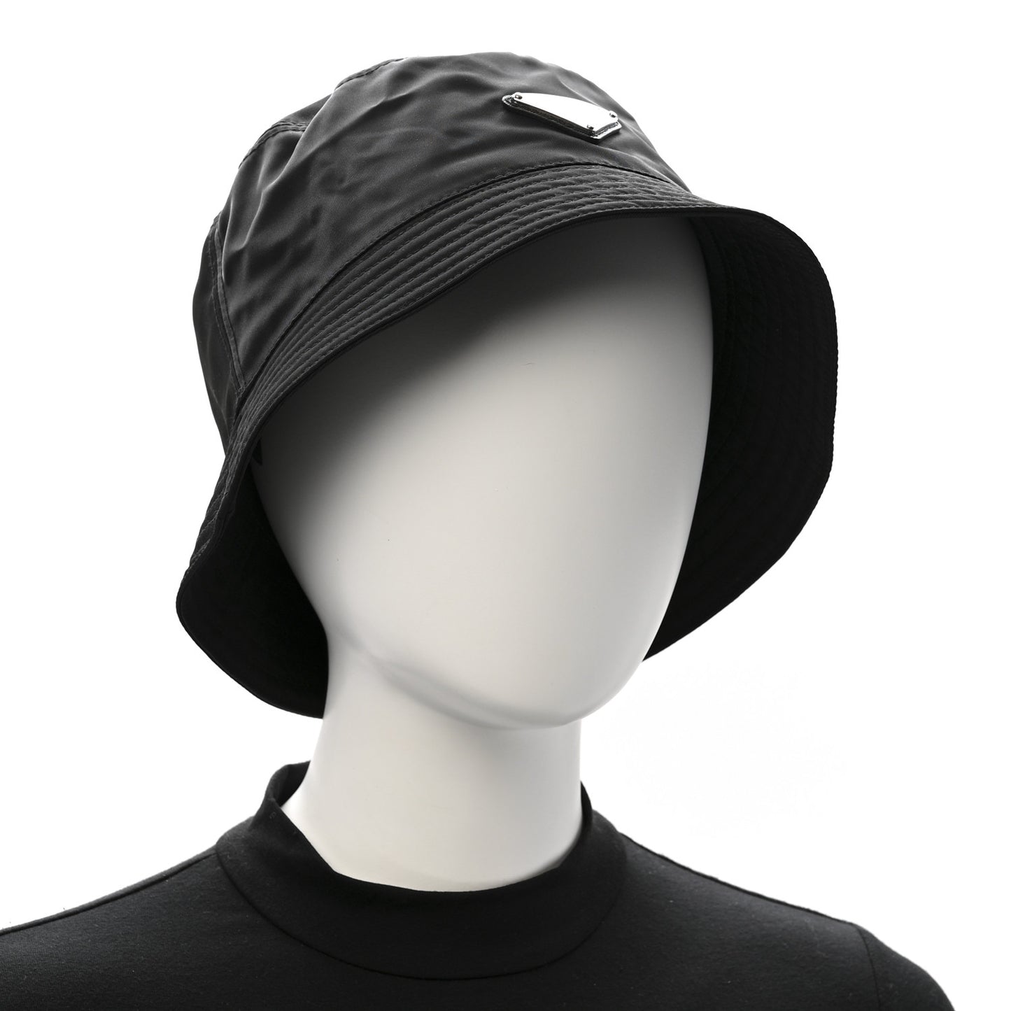 Re-Nylon Metal Triangle Logo Womens Bucket Hat XL Black