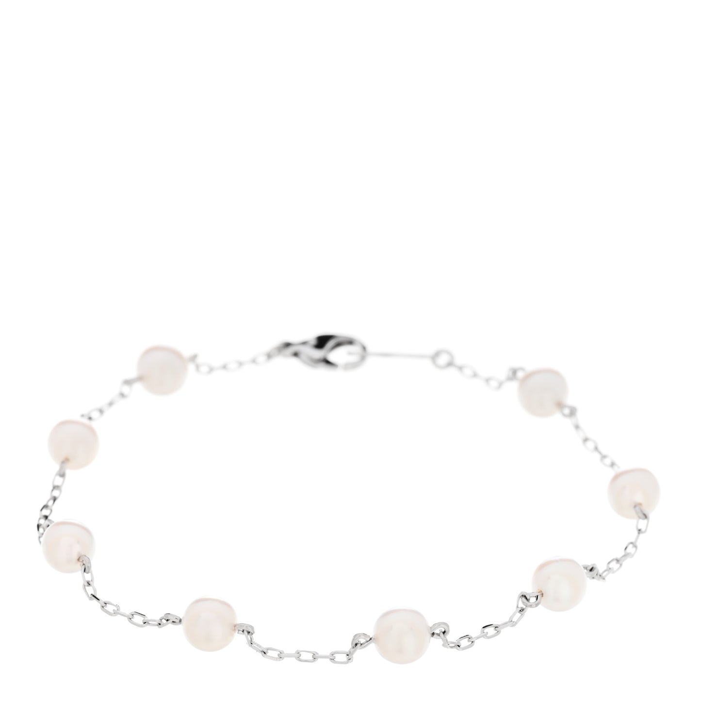 18K White Gold 5-5.5mm Akoya Cultured Pearl Station Bracelet