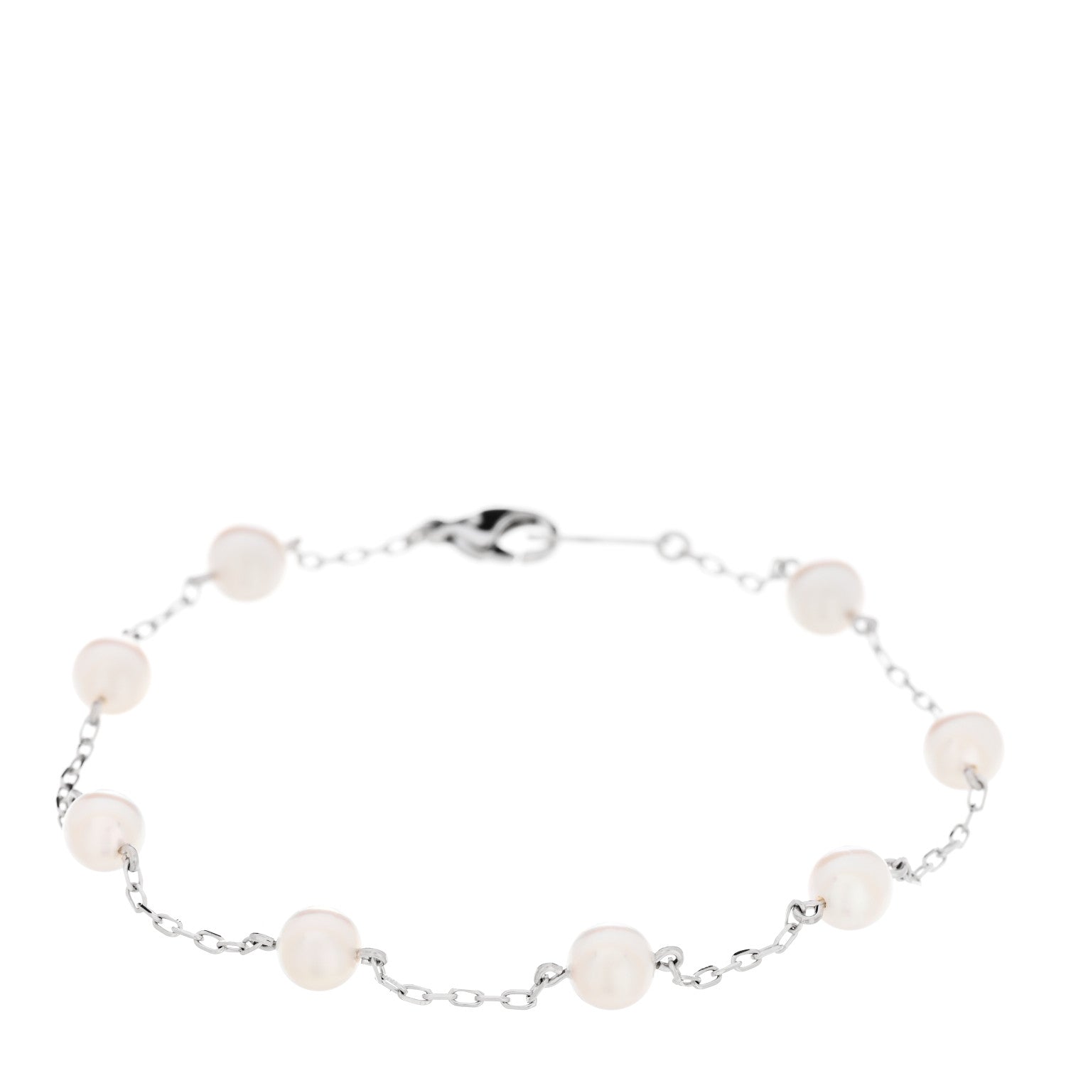 Mikimoto 18K White Gold 5-5.5mm Akoya Cultured Pearl Station Bracelet 1 of 4