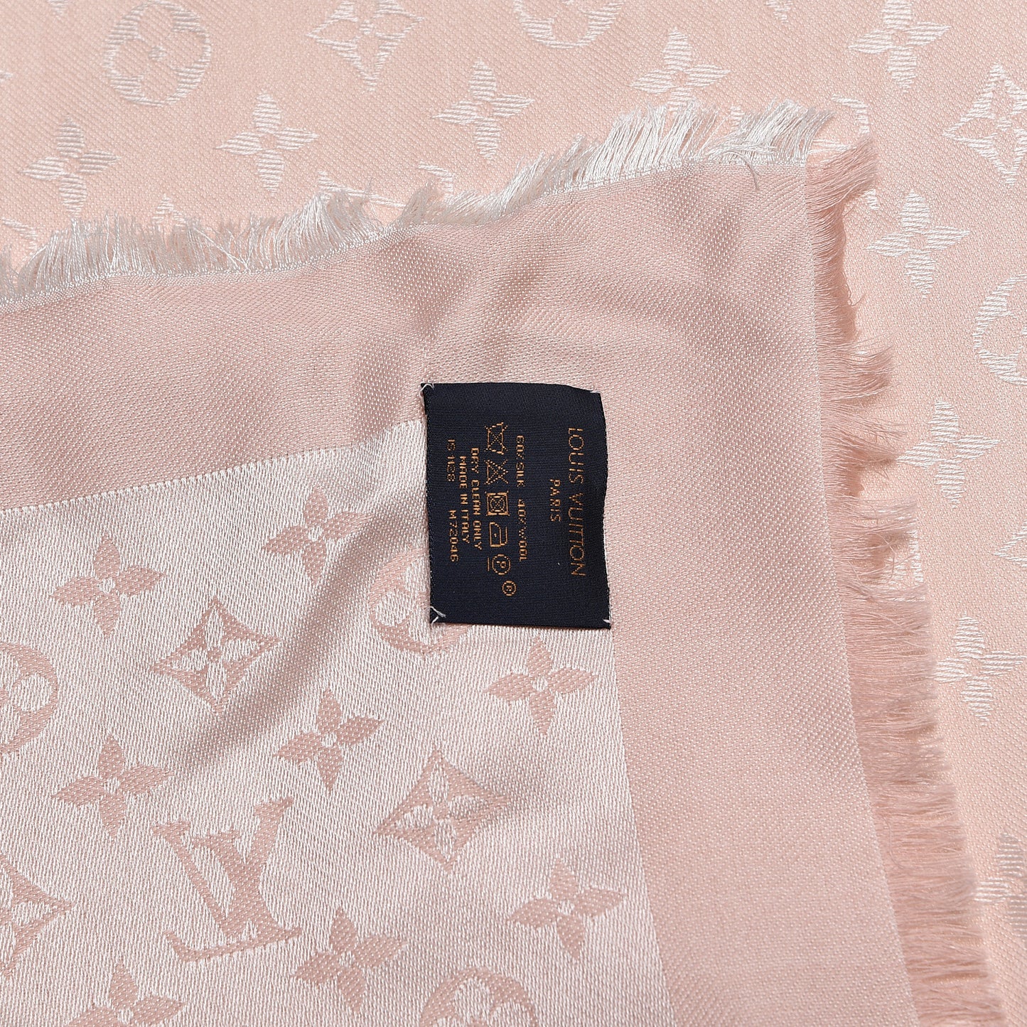 Silk Wool Monogram Denim Shawl Rose