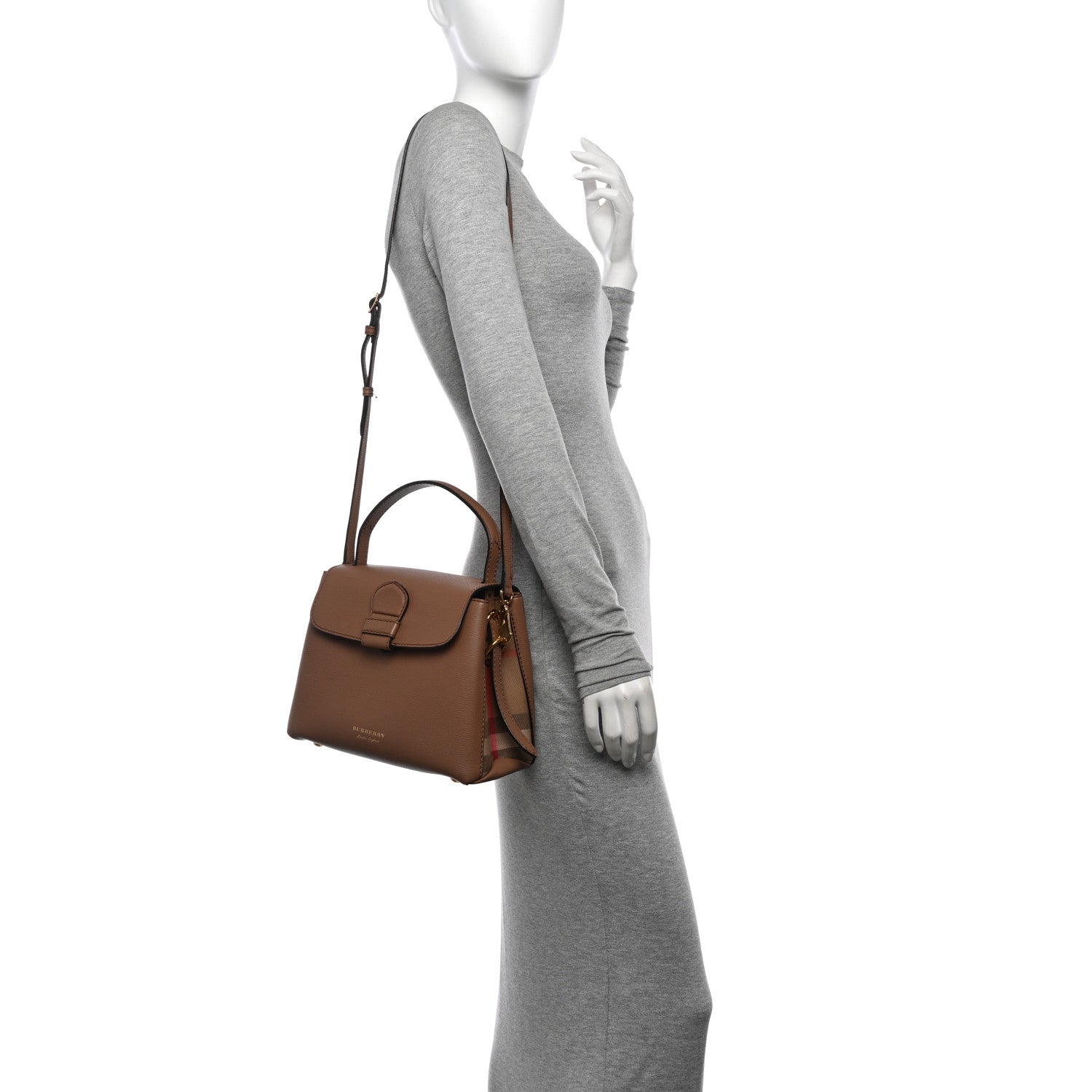 Burberry Derby Calfskin House Check Small Camberley Dark Sand 2 of 11