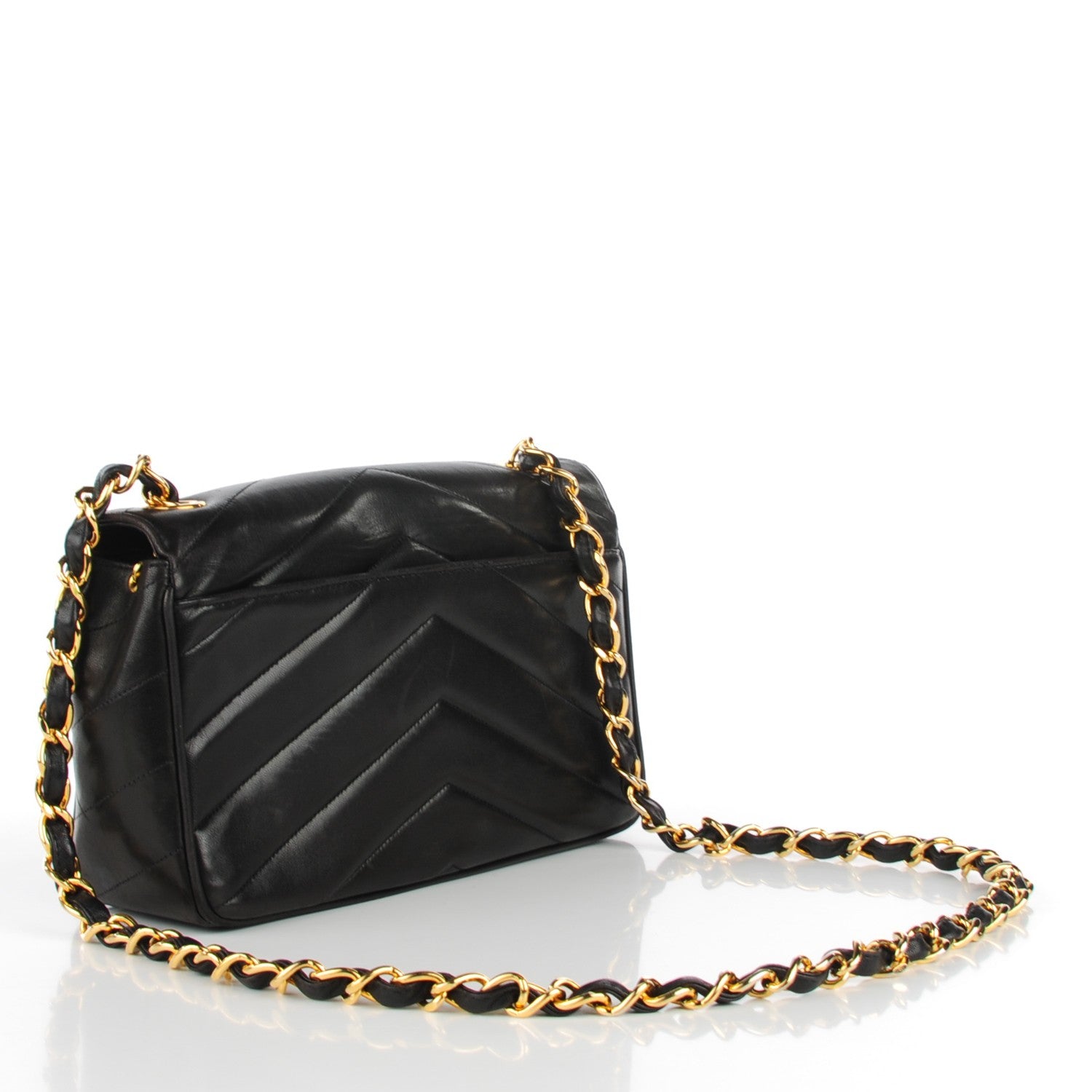 Chanel Lambskin Chevron Medium Flap Black 3 of 9