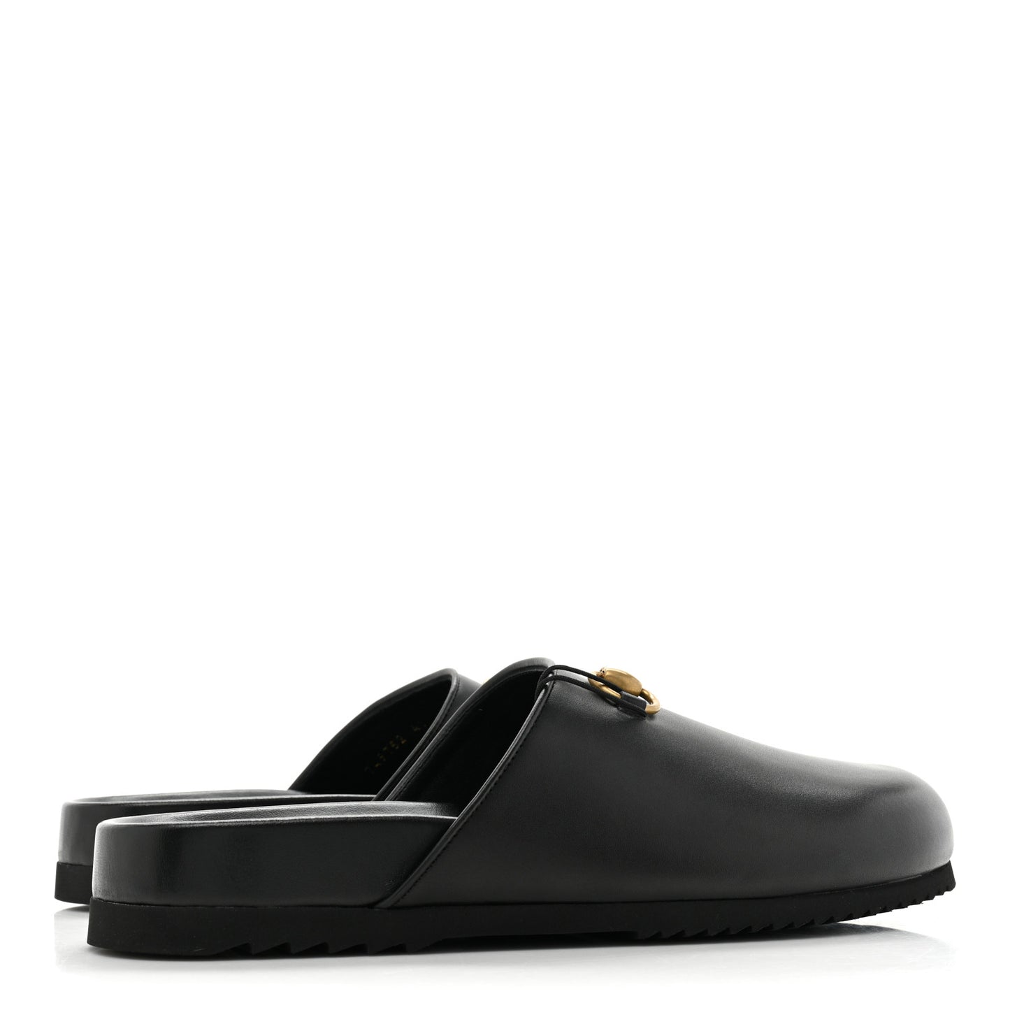 Jakarta Calfskin Womens Horsebit Slippers 41 Black