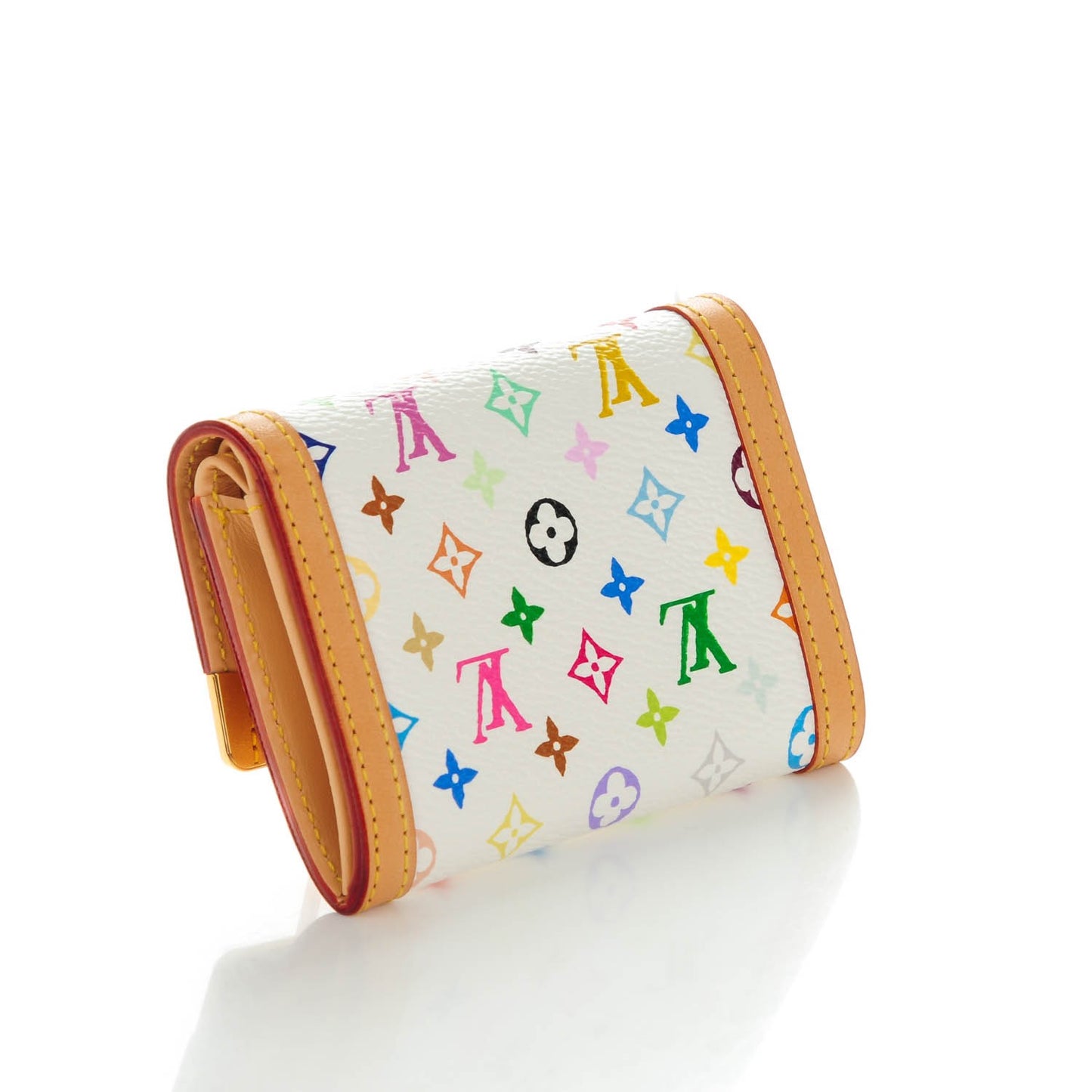 Monogram Multicolor Porte-Monnaie Plat Coin Purse White