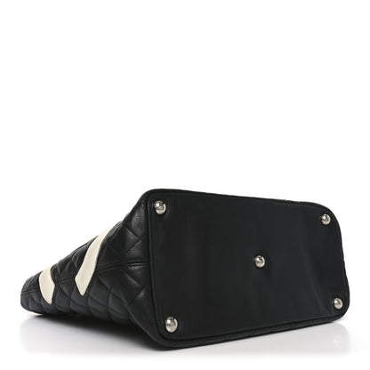 Chanel Calfskin Quilted Large Cambon Tote Black White 4 of 10