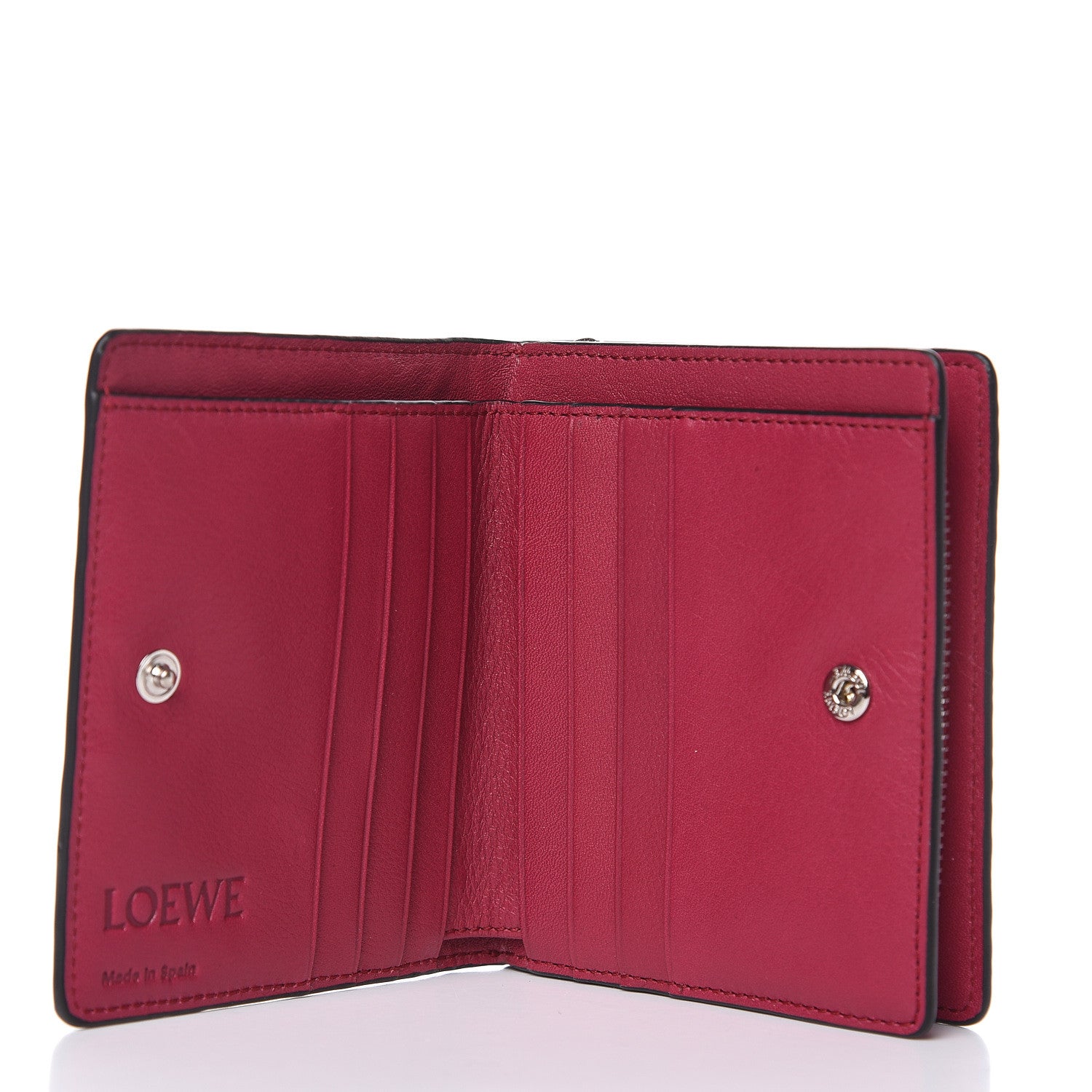 Loewe Calfskin Embossed Compact Zip Wallet Raspberry 5 of 7