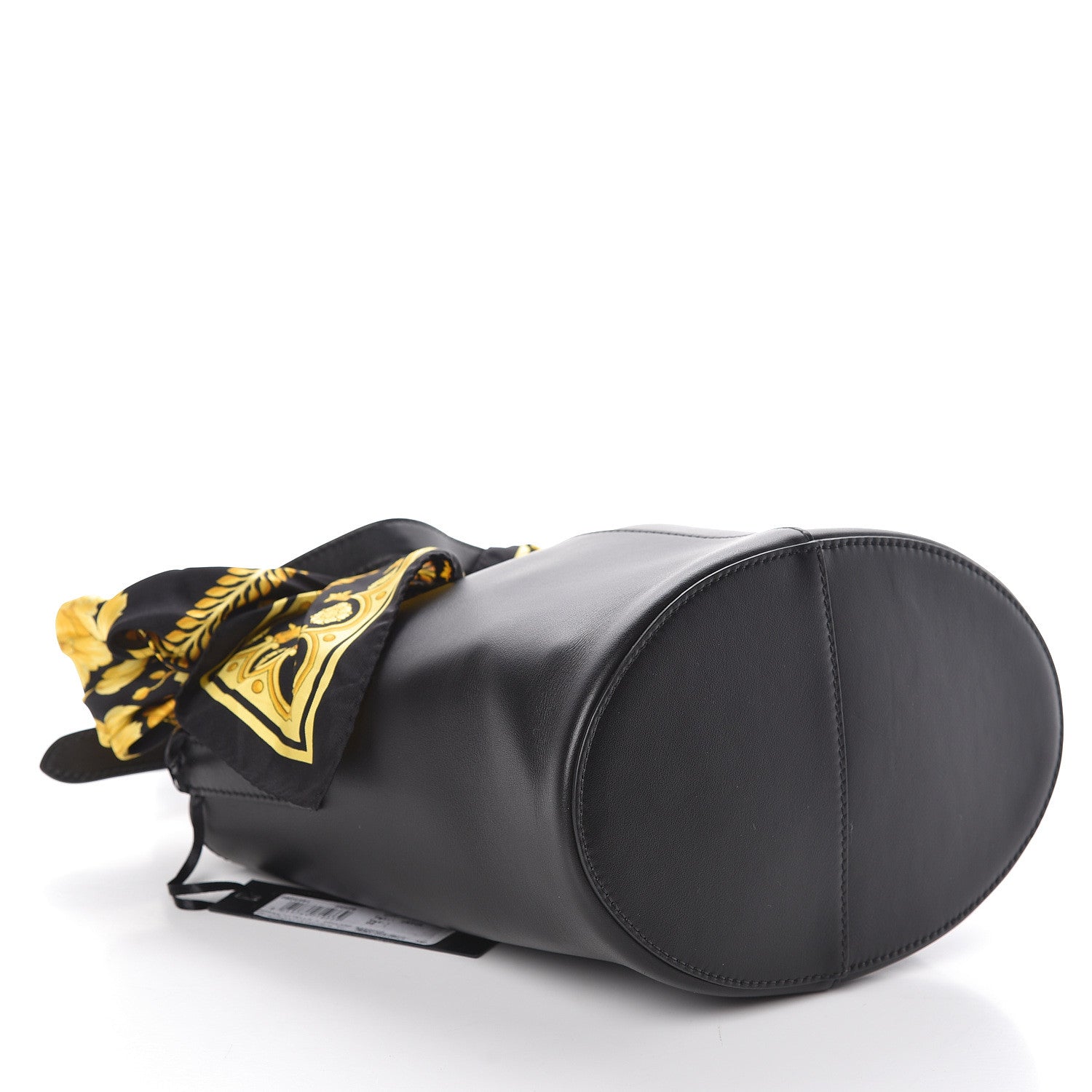 Versace Calfskin Barocco Scarf Bucket Bag Black 4 of 10