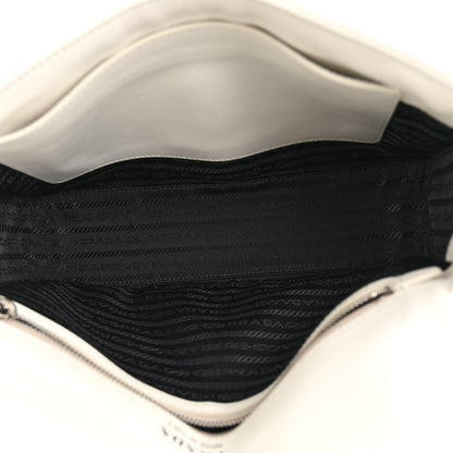 Prada Soft Calfskin Impunture Diagramme Large Chain Flap Shoulder Bag White 5 of 10