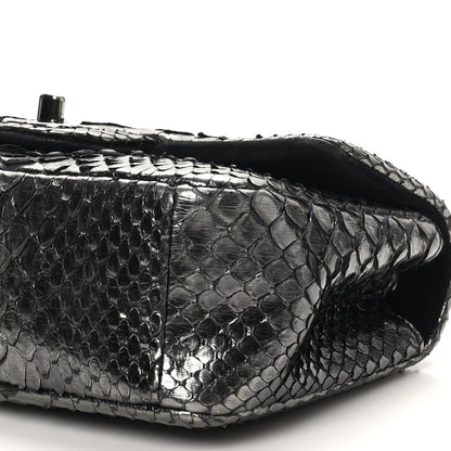 Chanel Metallic Snakeskin Mini Rectangular Flap Dark Silver 10 of 10