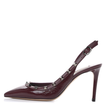 Valentino Garavani Wrinkled Patent Rockstud Half D'Orsay Slingback 85mm Pumps 36.5 Rubin 1 of 8