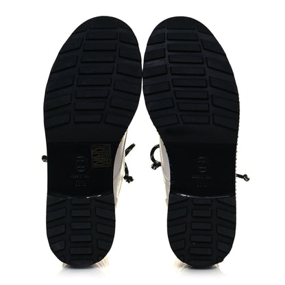 Chanel Crackled Calfskin Pearl Chain CC Combat Short Boots 36.5 White 5 of 9