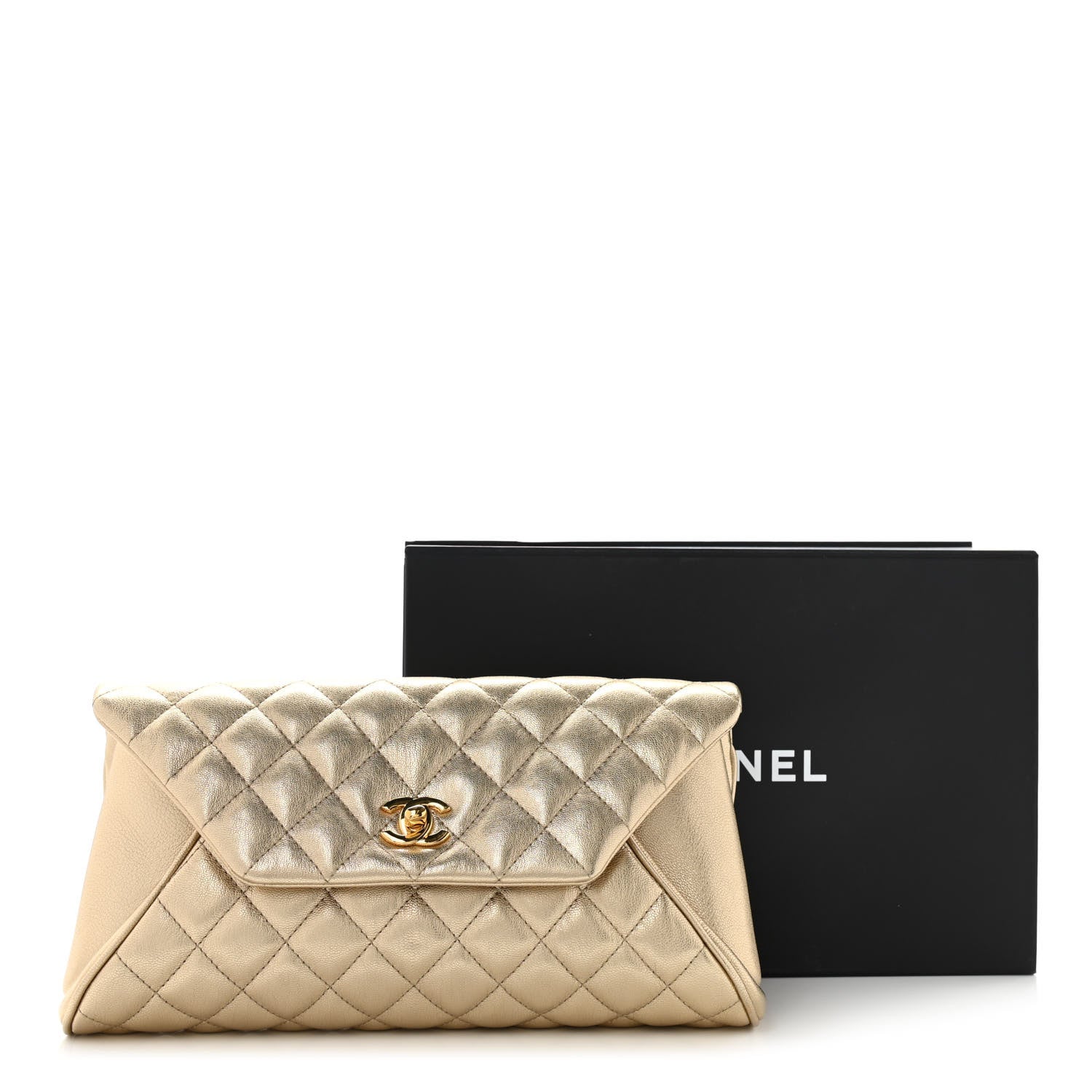 Chanel Metallic Lambskin Quilted Fold Up Again Clutch Gold 10 of 10