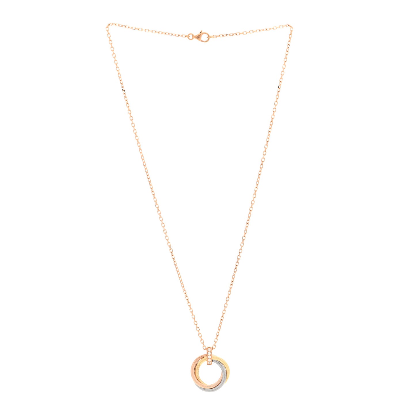 18K Pink White Yellow Gold Diamond Trinity Pendant Necklace