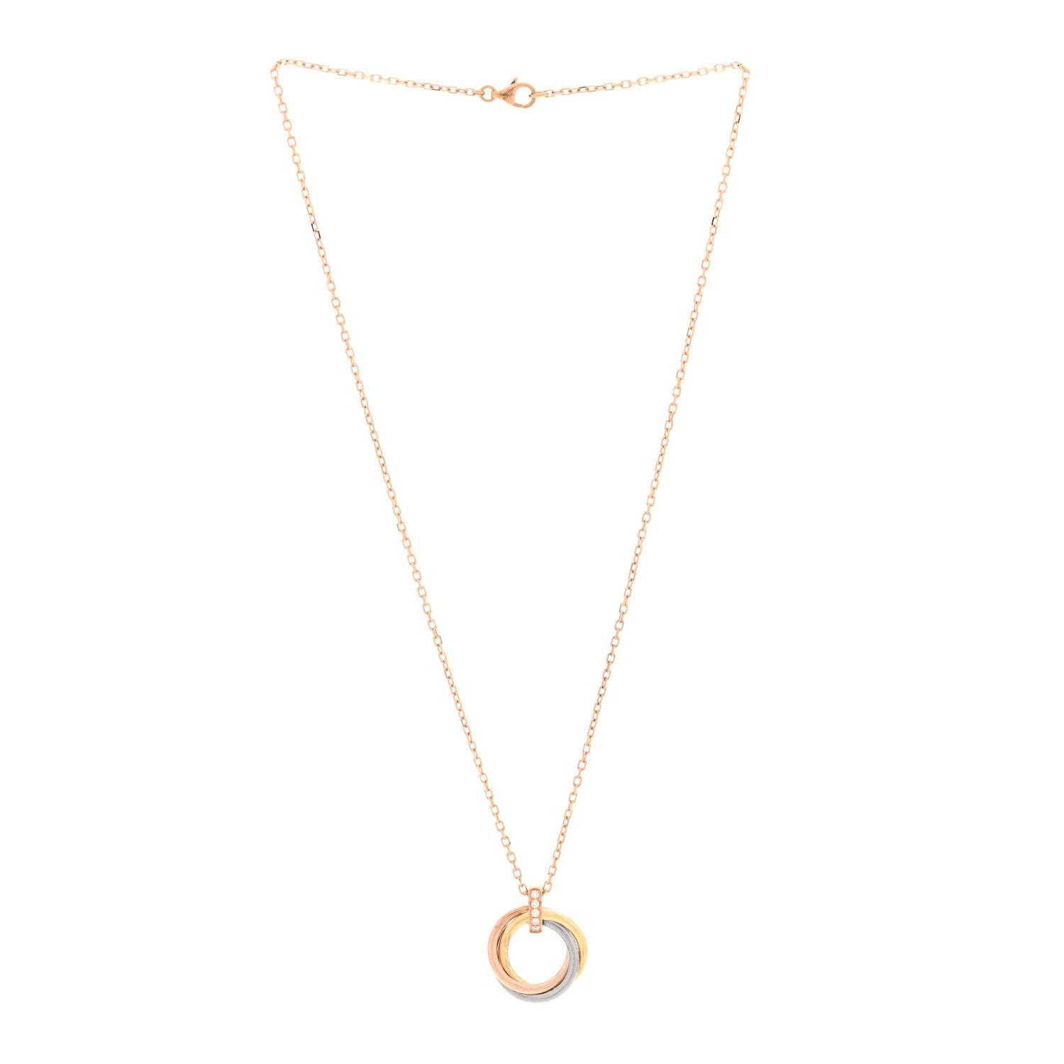 Cartier 18K Pink White Yellow Gold Diamond Trinity Pendant Necklace 3 of 5