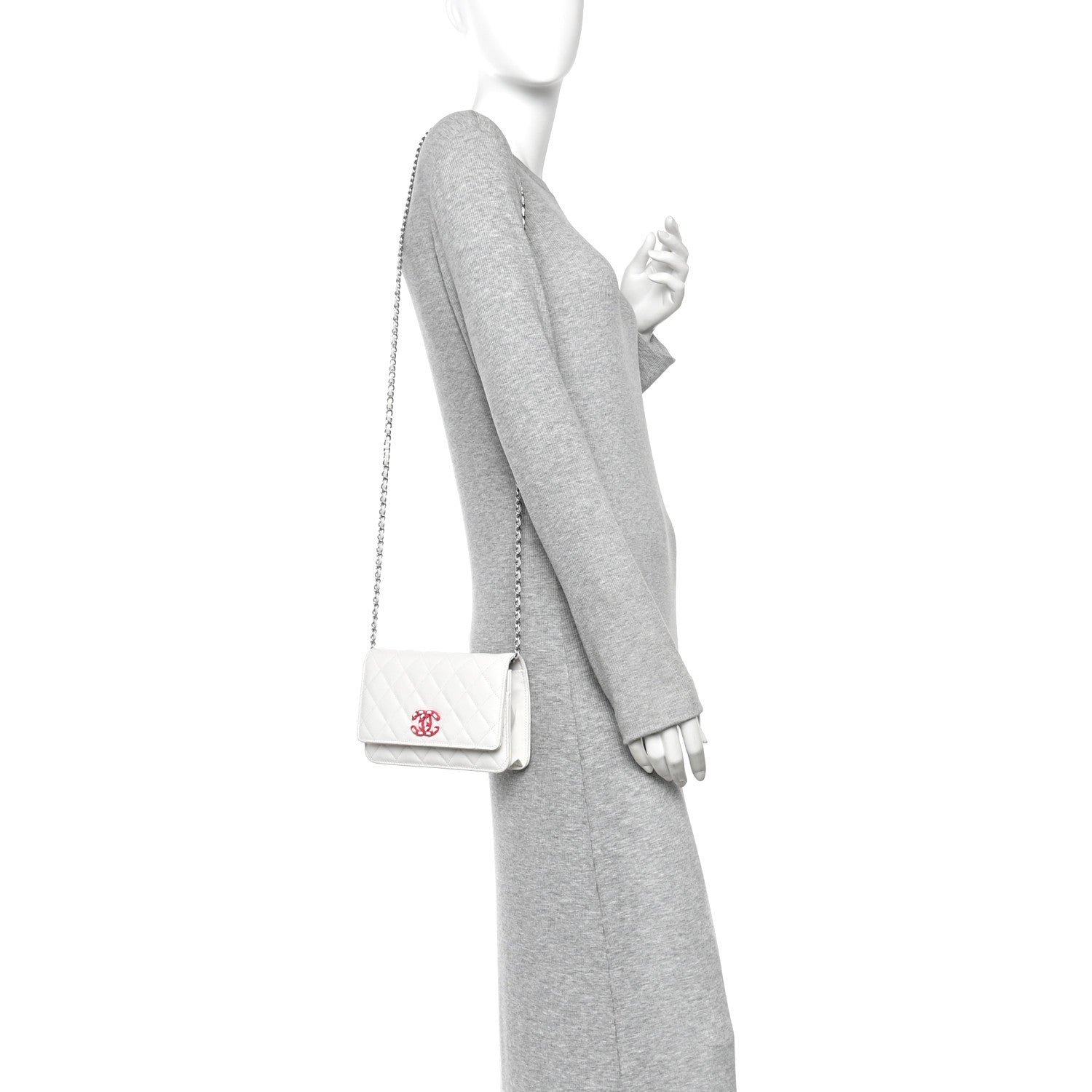 Chanel Caviar Quilted Chanel 19 Wallet On Chain WOC White Pink 2 of 11