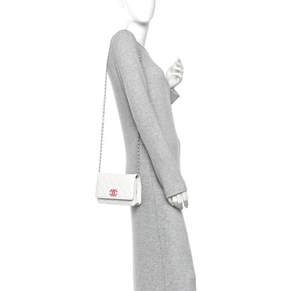 Chanel Caviar Quilted Chanel 19 Wallet On Chain WOC White Pink 2 of 11