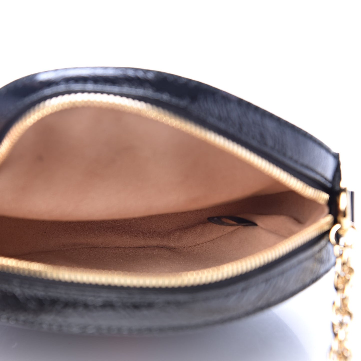 Suede Patent Web Mini Ophidia Round Shoulder Bag Black