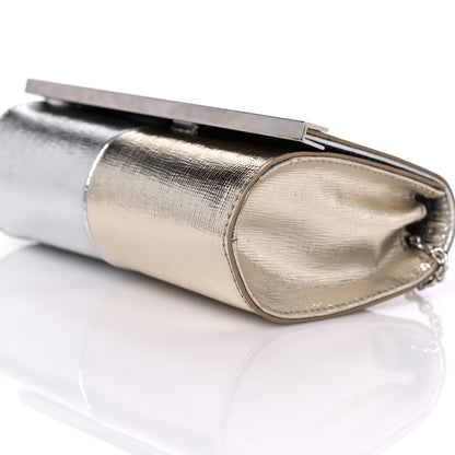 Fendi Vitello Mirror Elite Bi-Color Mini Rush Clutch Argento Champagne 10 of 11