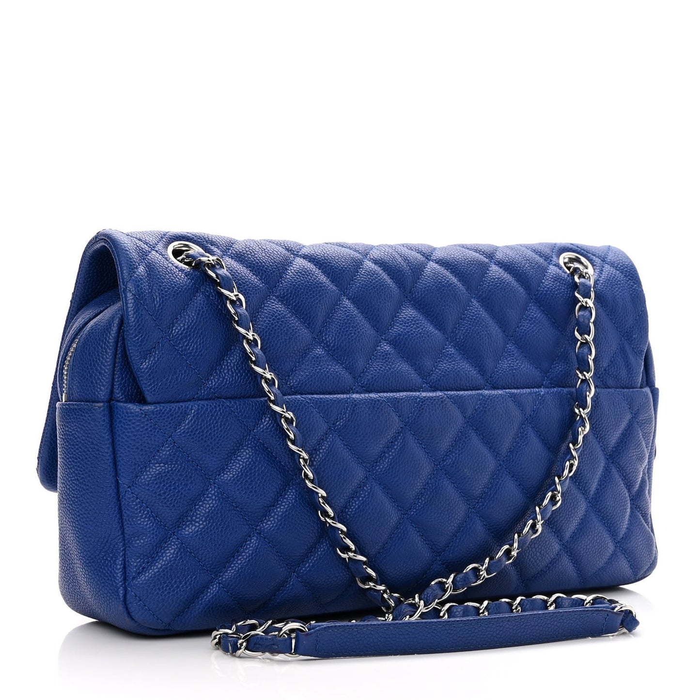 Caviar Quilted Jumbo Easy Flap Blue
