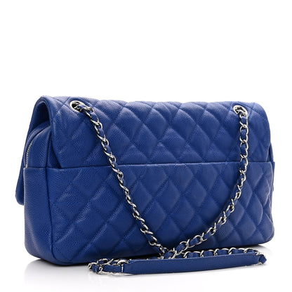 Chanel Caviar Quilted Jumbo Easy Flap Blue 3 of 11