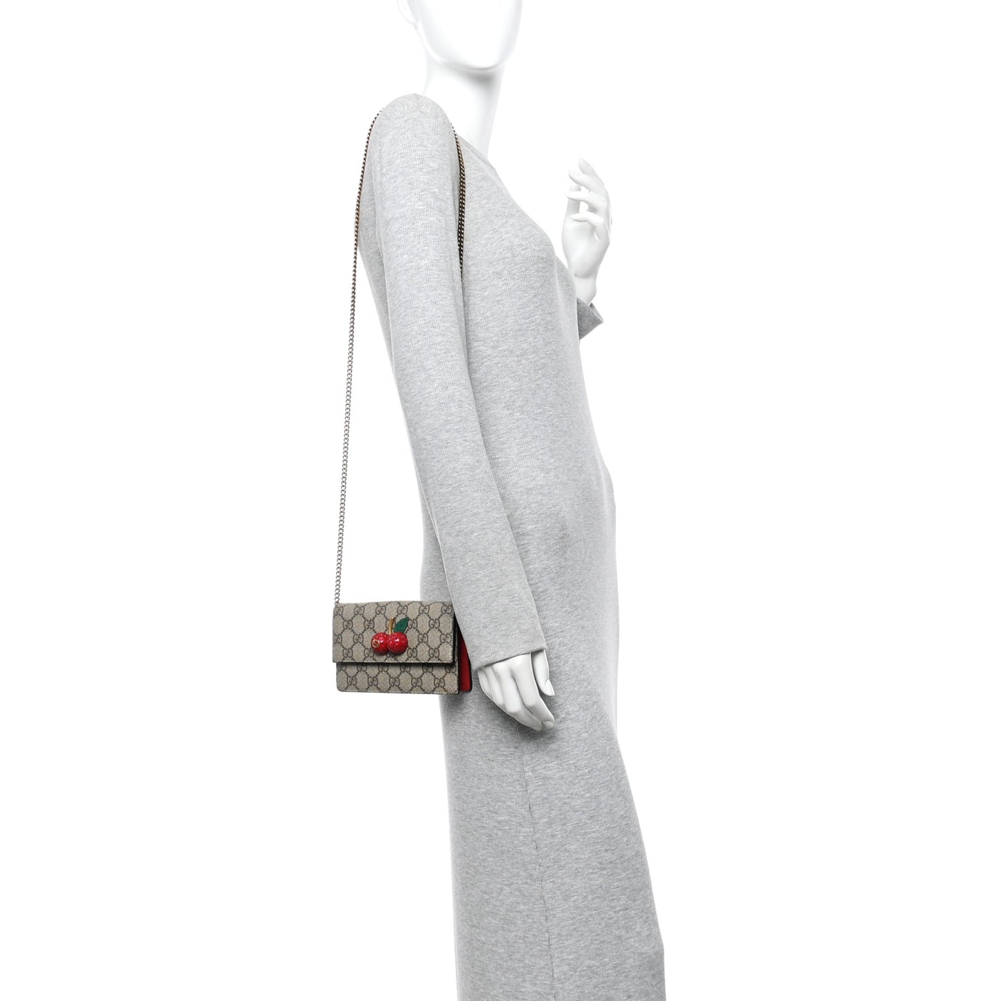 GG Supreme Monogram Mini Cherry Chain Bag