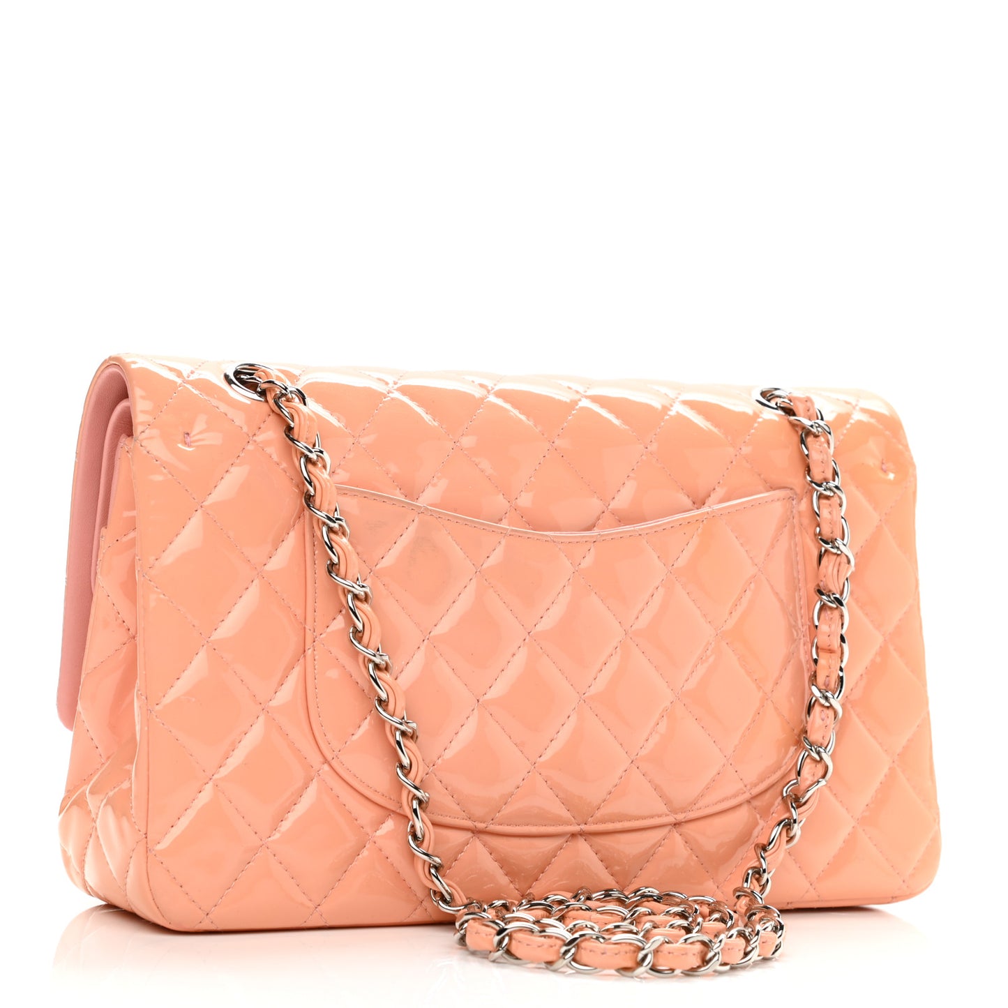 Patent Quilted Medium Double Flap Light Pink