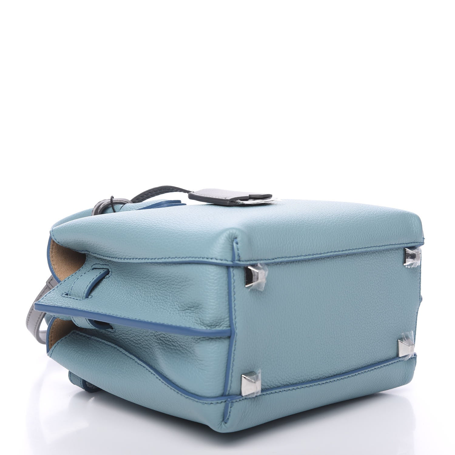 MCM Grained Calfskin Mini Milla Tote Sky Blue 3 of 7