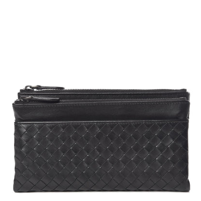 Bottega Veneta Nappa Intrecciato Double Zip Clutch Wallet Black 1 of 7