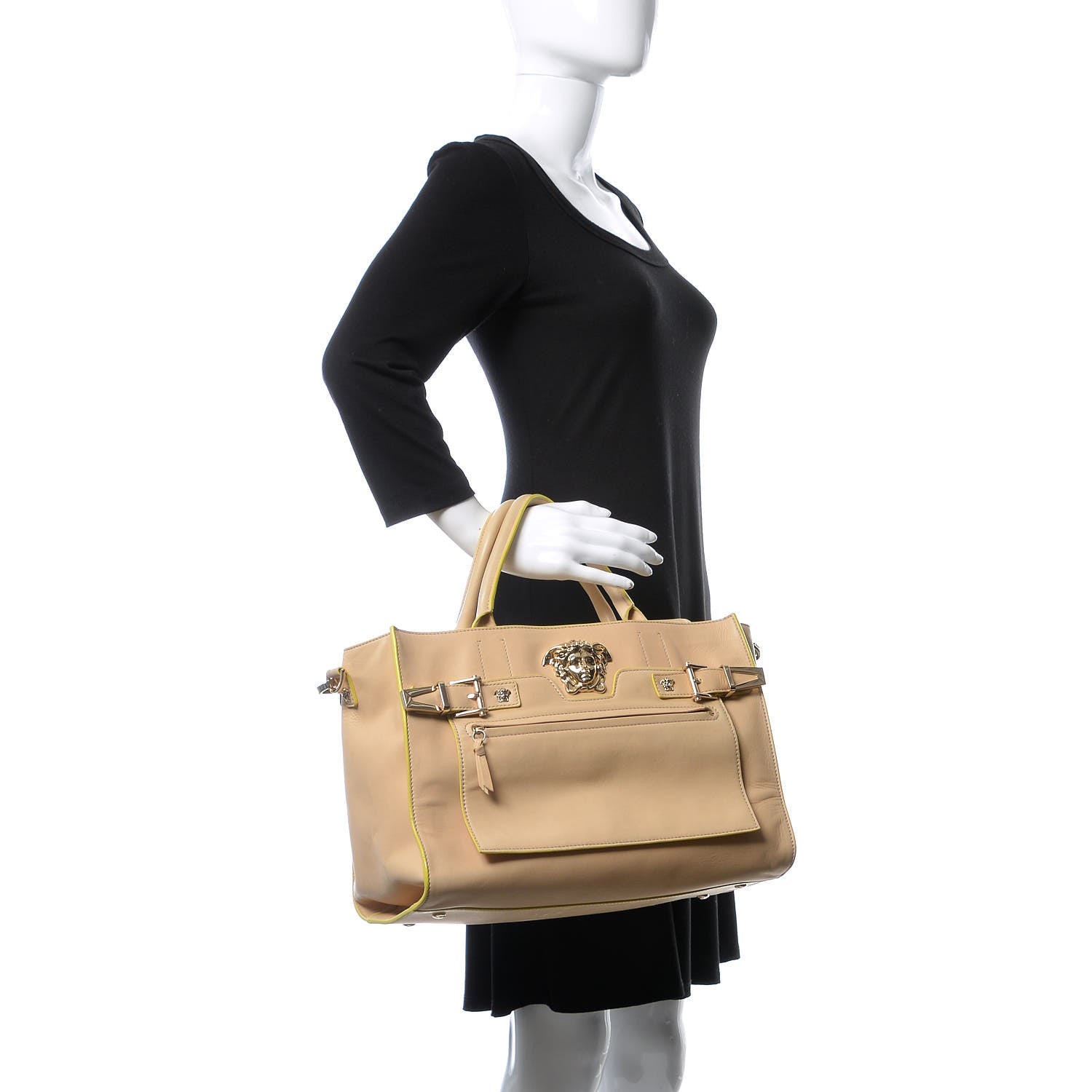 Versace Calfskin Large Palazzo Tote Bag Beige 2 of 10