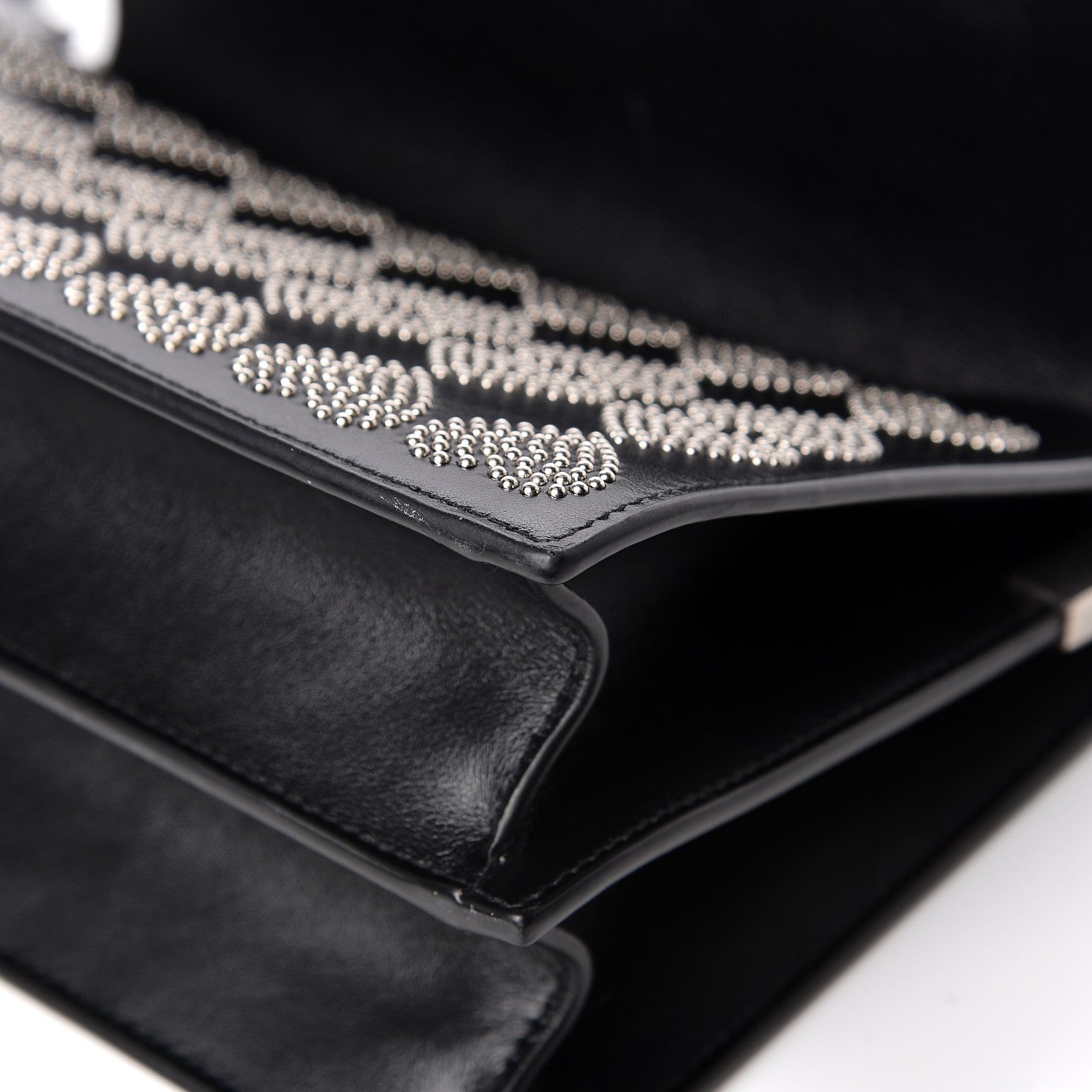 Saint Laurent Smooth Calfskin Catherine Heart Studded Satchel Black 14 of 14